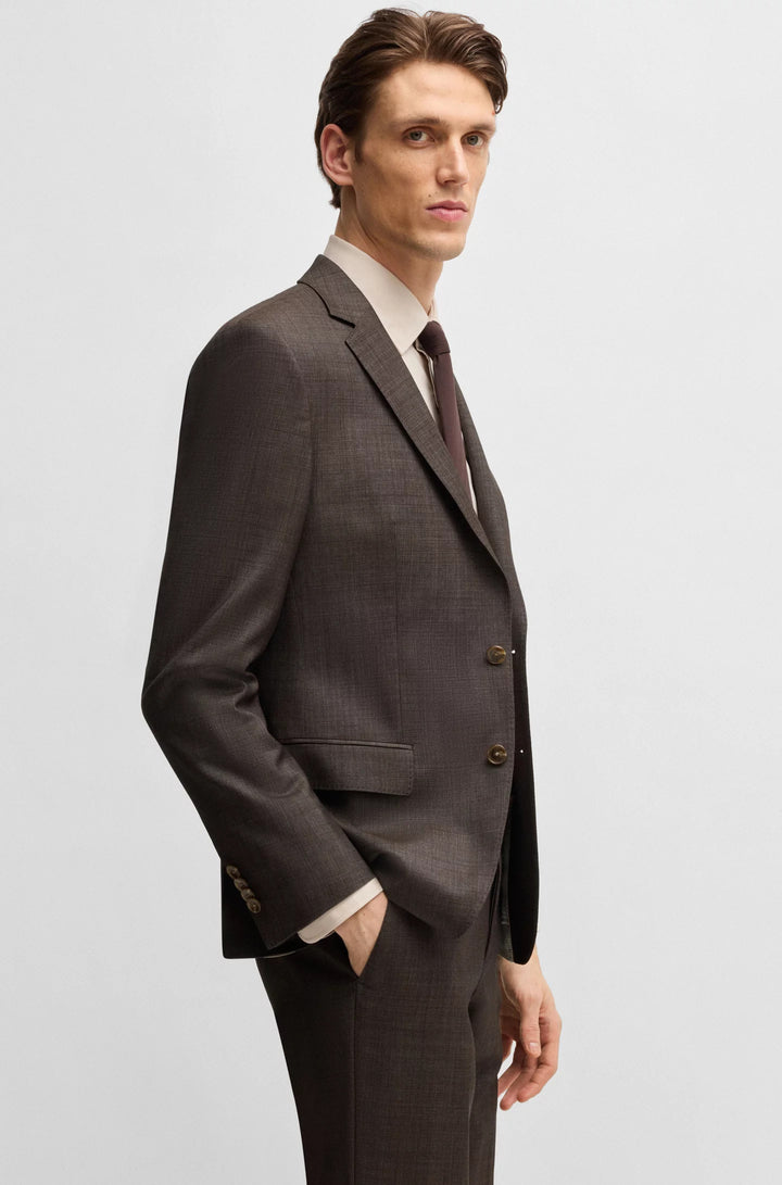 Boss Slim-fit suit in micro-patterned stretch virgin wool