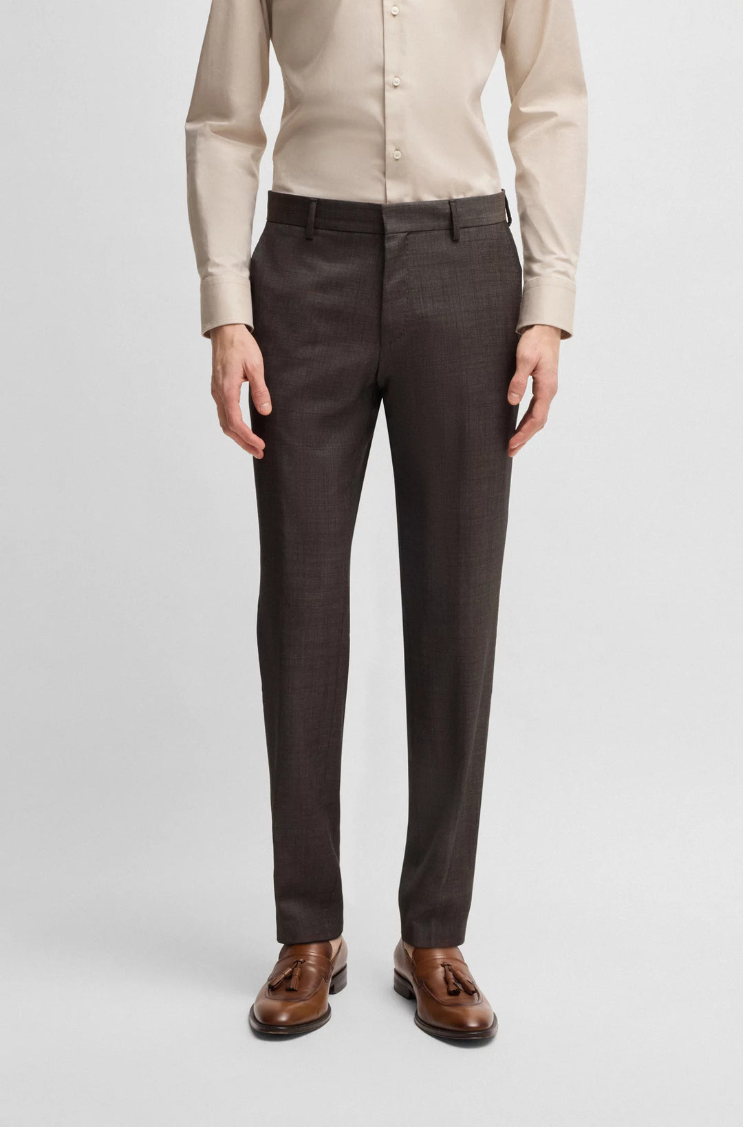 Boss Slim-fit suit in micro-patterned stretch virgin wool