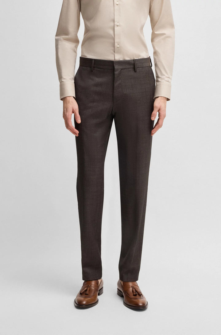 Boss Slim-fit suit in micro-patterned stretch virgin wool