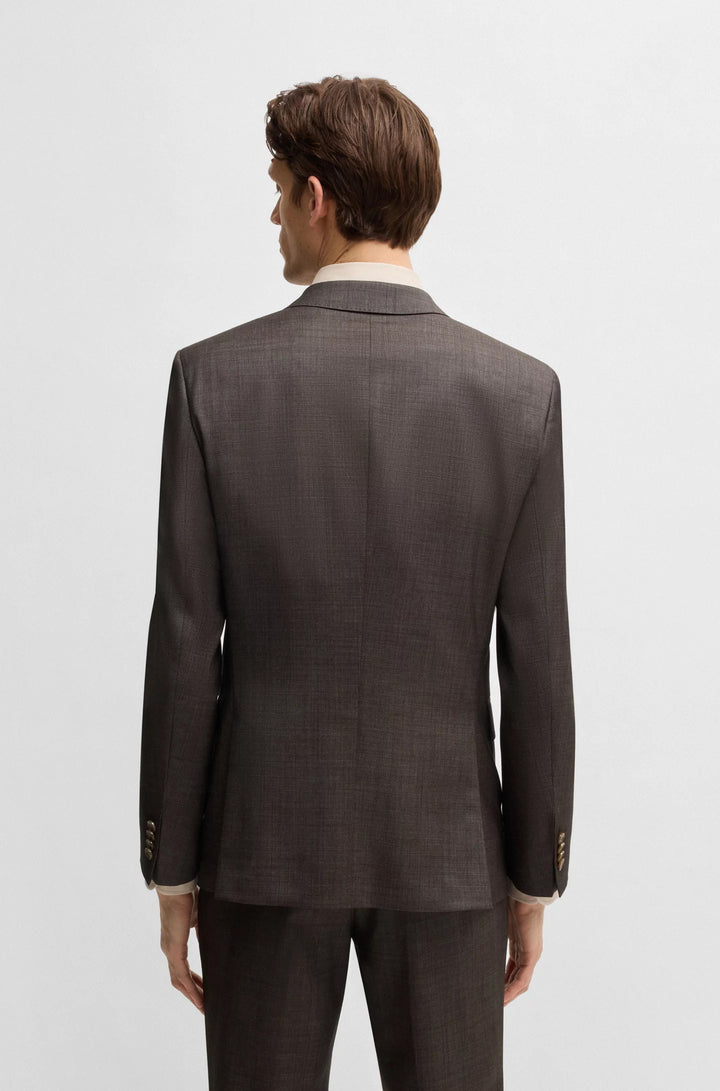 Boss Slim-fit suit in micro-patterned stretch virgin wool