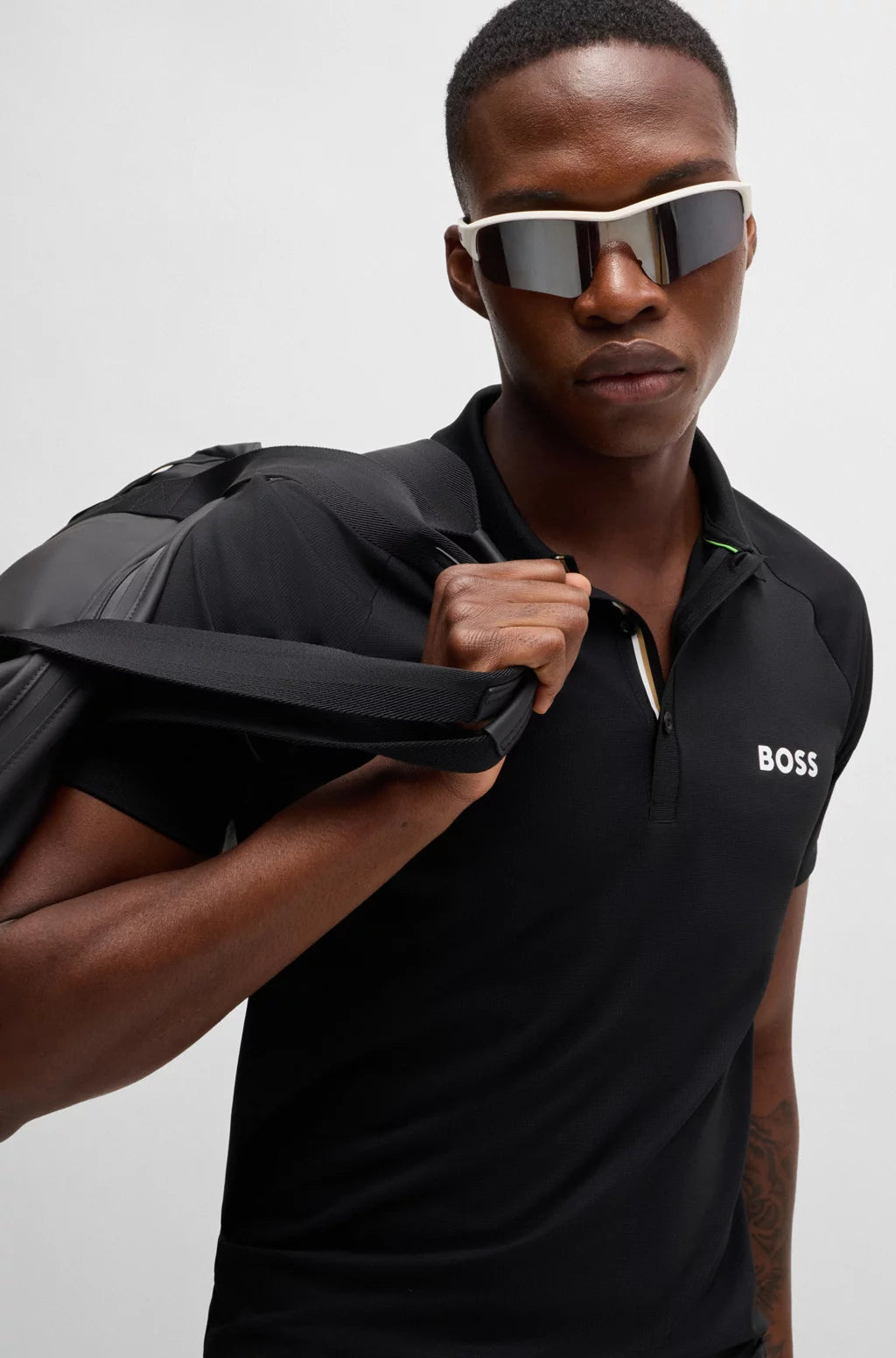 BOSS X MATTEO BERRETTINI WAFFLE-FABRIC POLO SHIRT