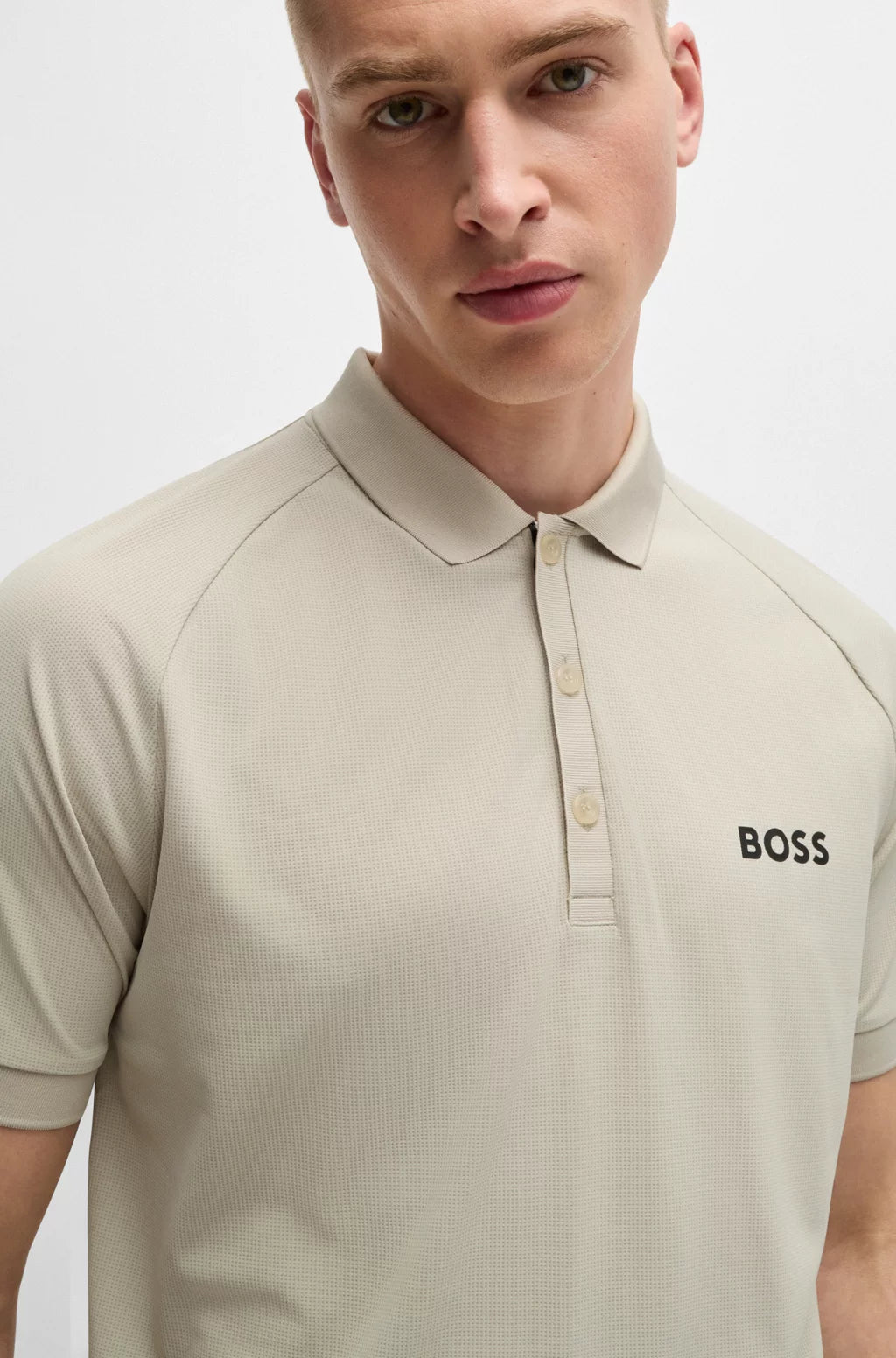 BOSS X MATTEO BERRETTINI WAFFLE-FABRIC POLO SHIRT