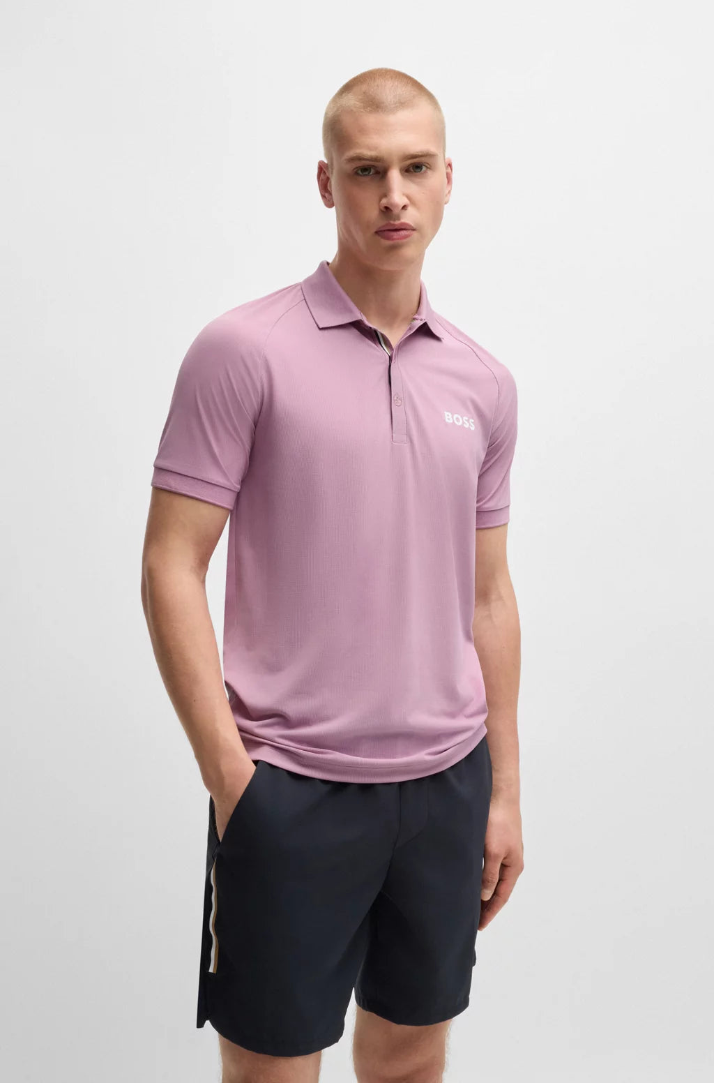 BOSS X MATTEO BERRETTINI WAFFLE-FABRIC POLO SHIRT