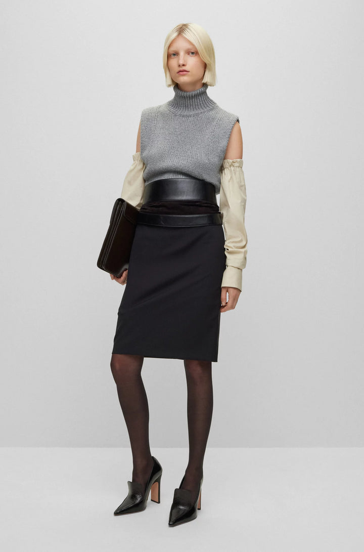 BOSS Cotton and wool-blend rollneck sweater vest