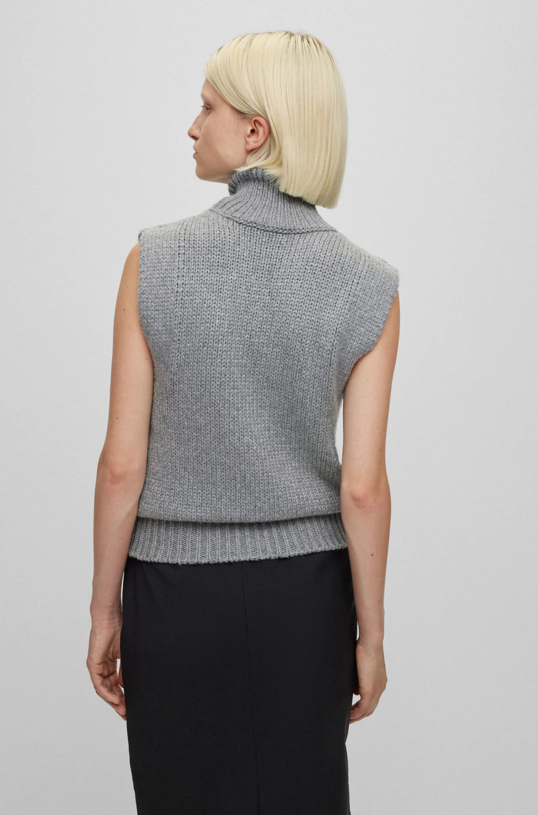 BOSS Cotton and wool-blend rollneck sweater vest