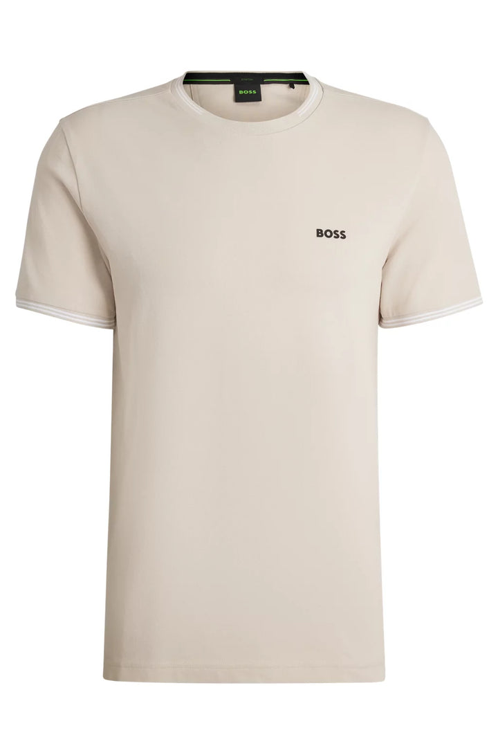 BOSS STRETCH-COTTON T-SHIRT WITH STRIPES AND LOGO