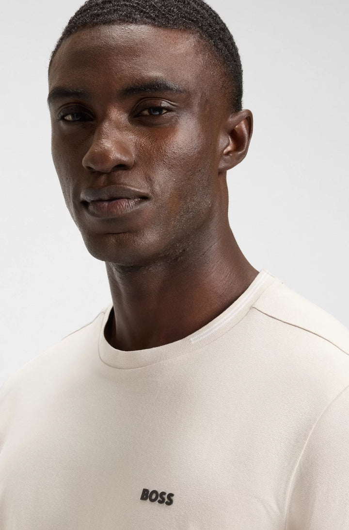 BOSS STRETCH-COTTON T-SHIRT WITH STRIPES AND LOGO