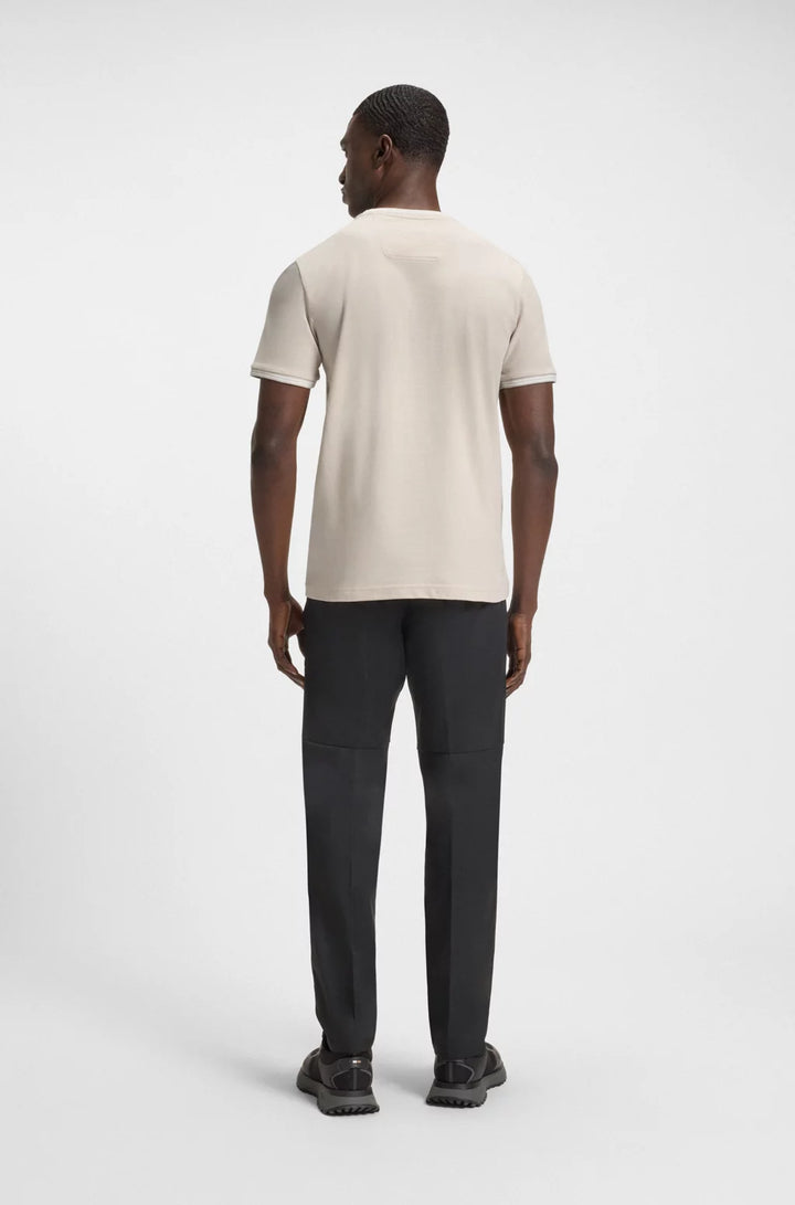 BOSS STRETCH-COTTON T-SHIRT WITH STRIPES AND LOGO