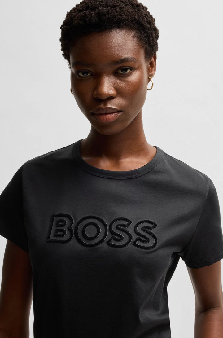 BOSS Mercerized-cotton T-shirt with logo detail