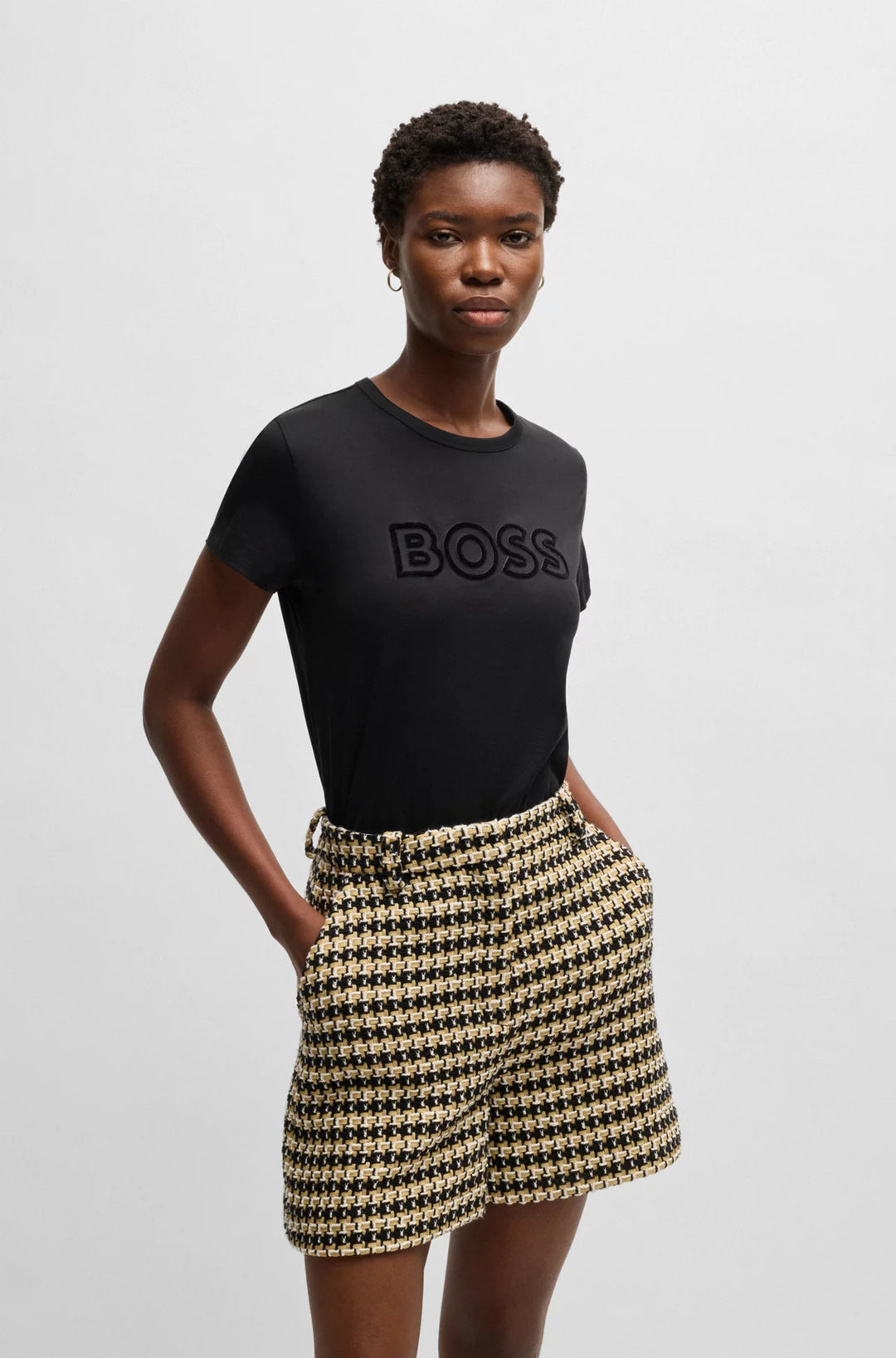 BOSS Mercerized-cotton T-shirt with logo detail