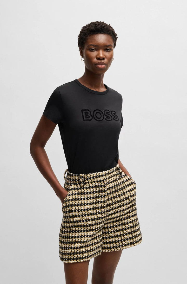 BOSS Mercerized-cotton T-shirt with logo detail