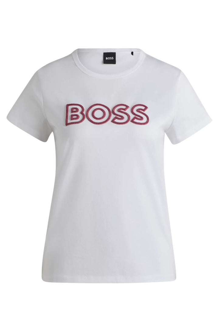 BOSS Mercerized-cotton T-shirt with logo detail