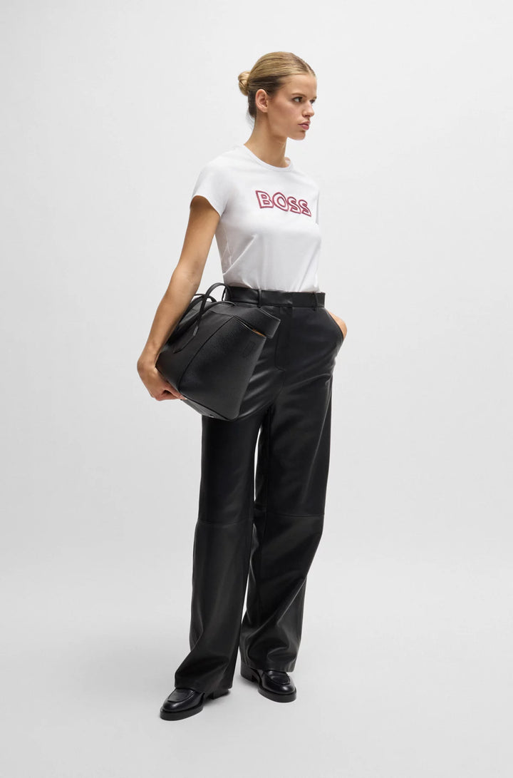 BOSS Mercerized-cotton T-shirt with logo detail