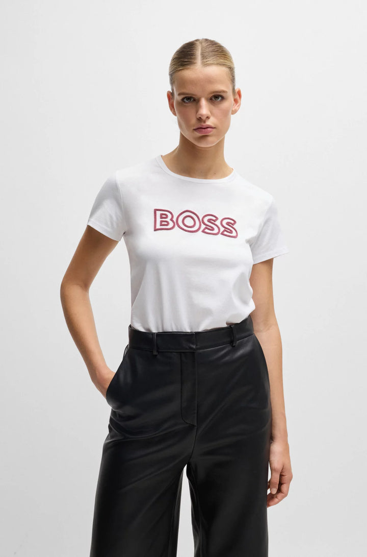 BOSS Mercerized-cotton T-shirt with logo detail