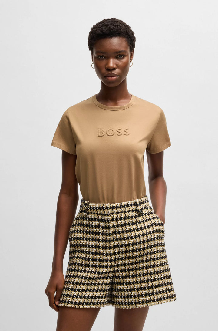 BOSS Mercerized-cotton T-shirt with logo detail