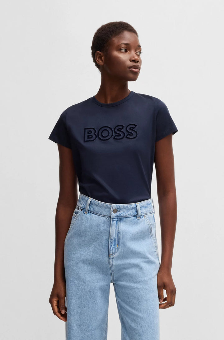 BOSS Mercerized-cotton T-shirt with logo detail