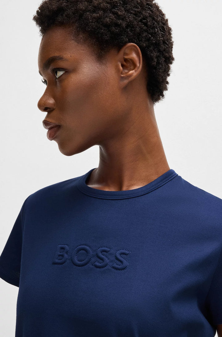 BOSS Mercerized-cotton T-shirt with logo detail