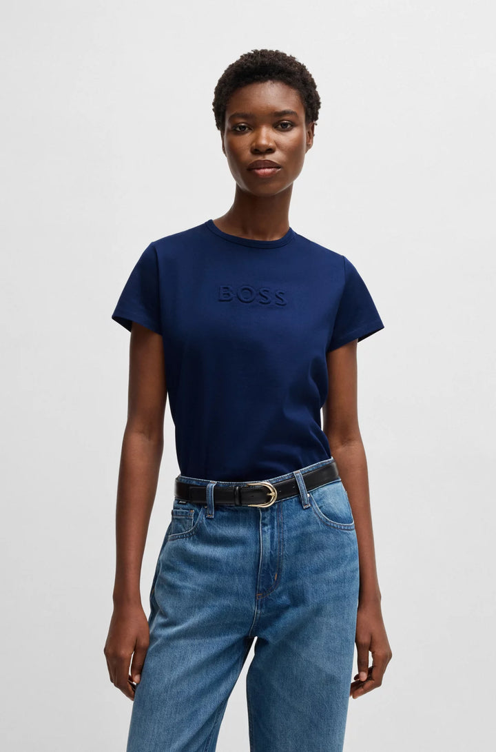 BOSS Mercerized-cotton T-shirt with logo detail