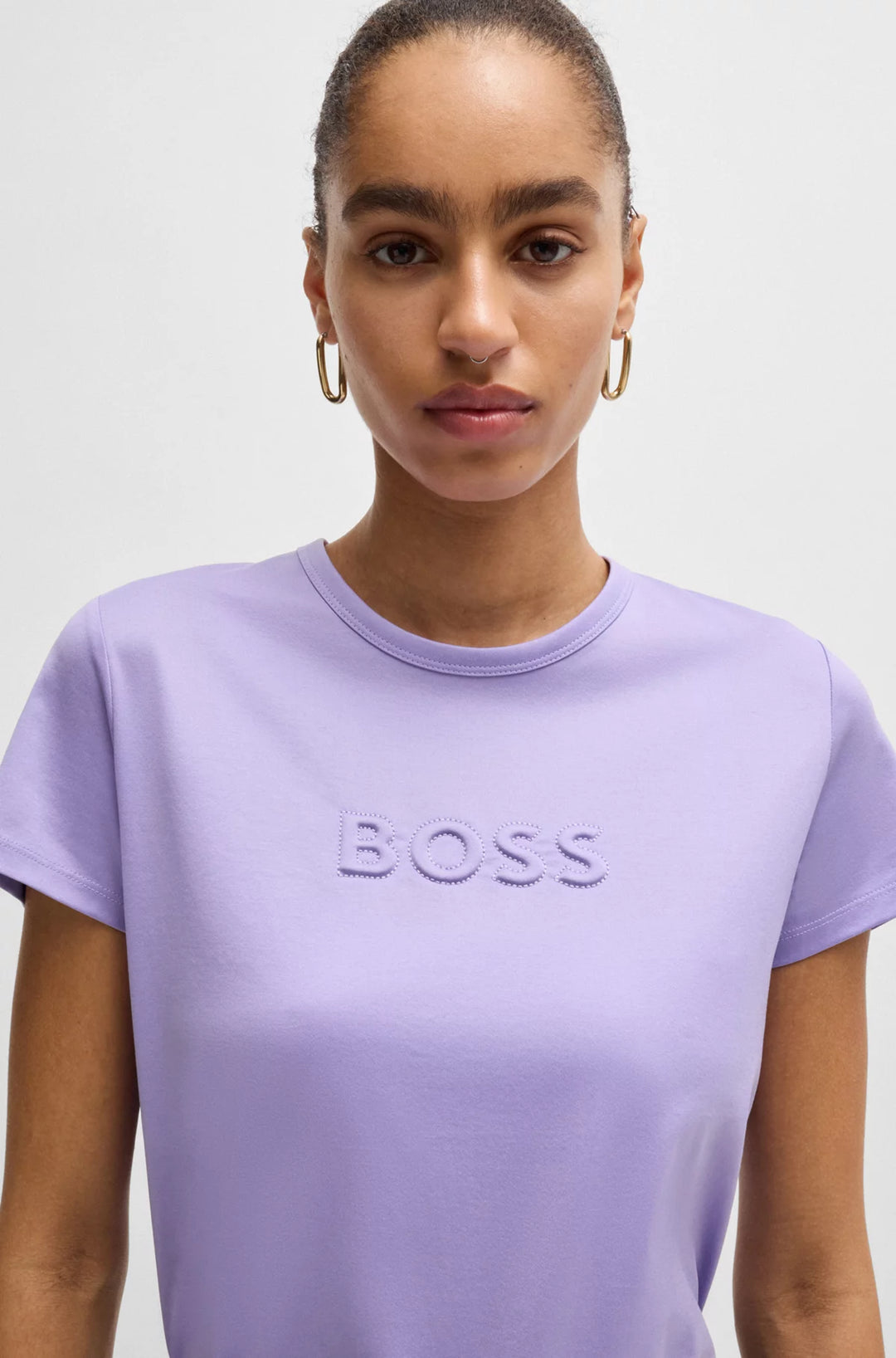 BOSS Mercerized-cotton T-shirt with logo detail