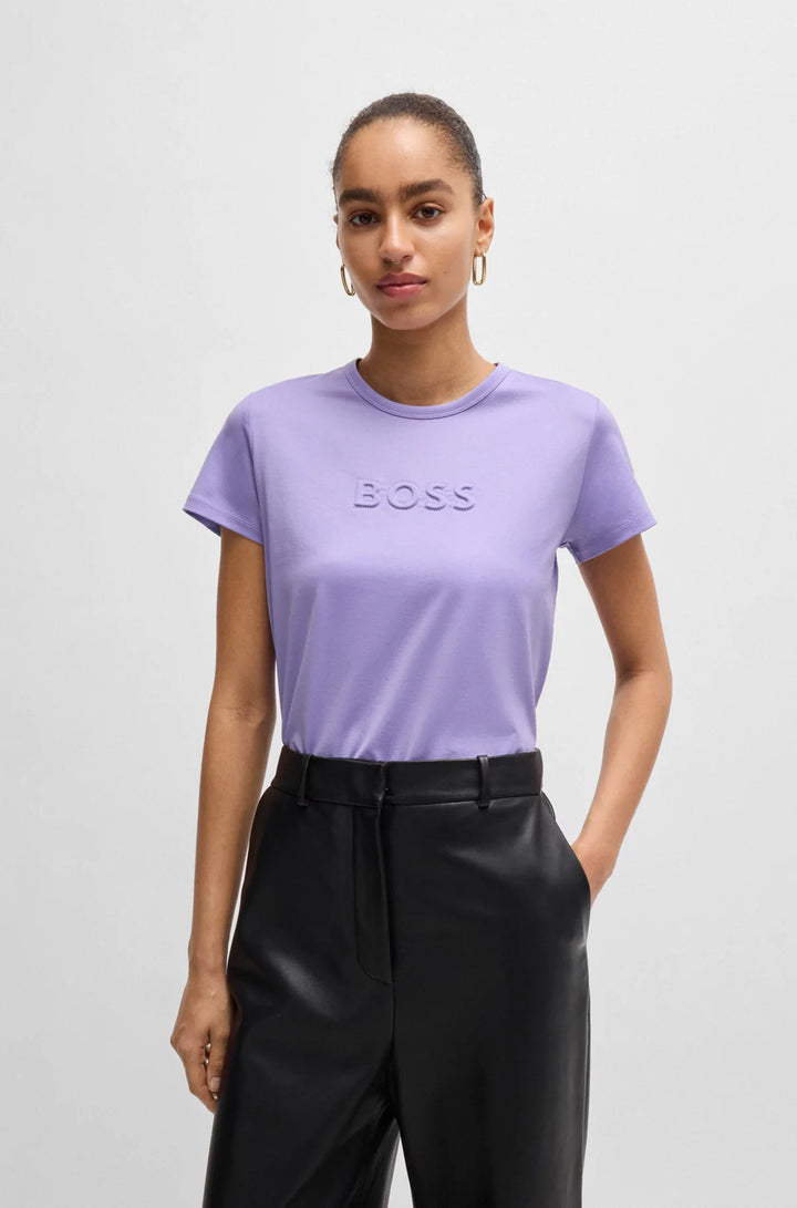 BOSS Mercerized-cotton T-shirt with logo detail