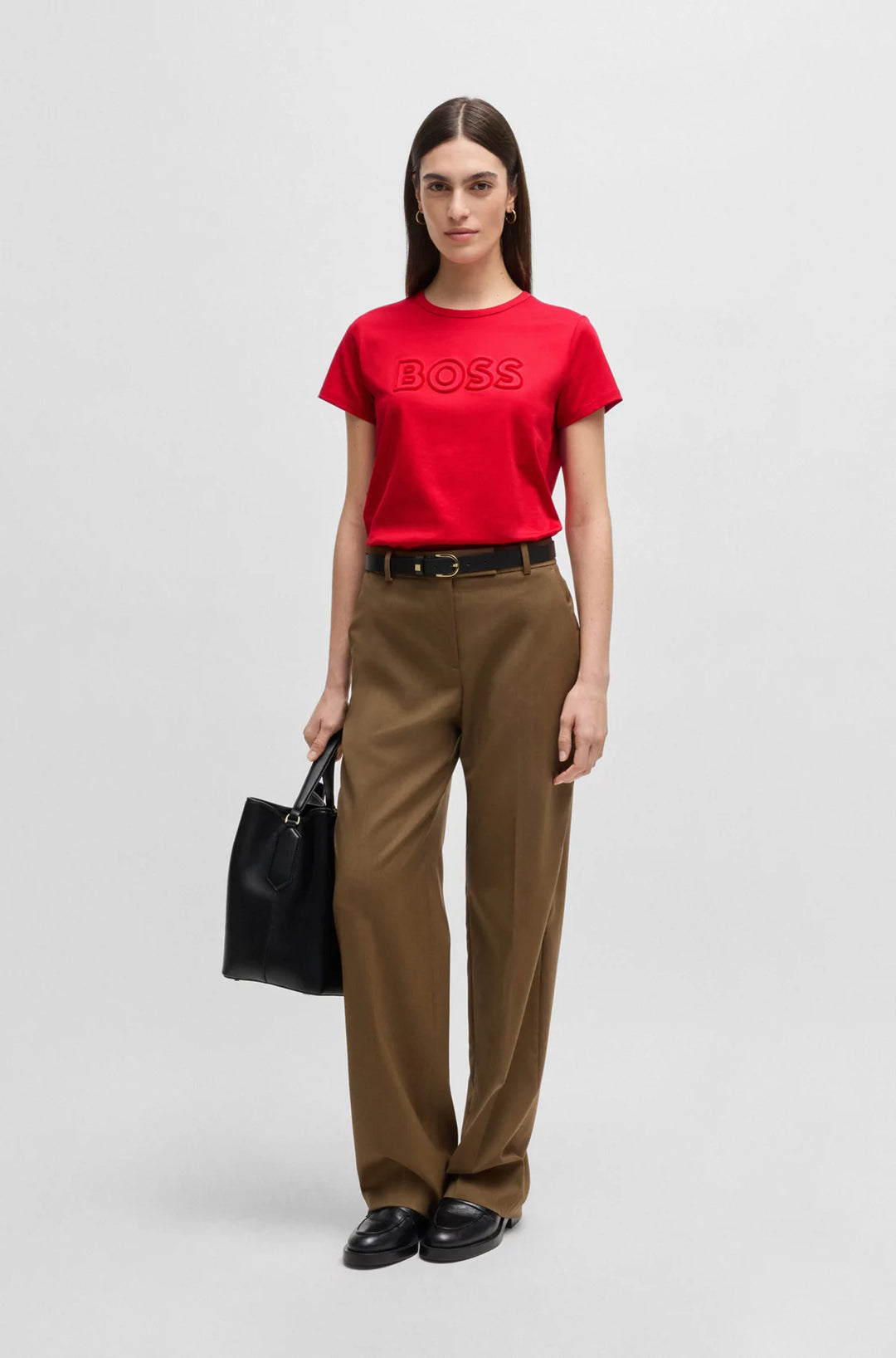 BOSS Mercerized-cotton T-shirt with logo detail