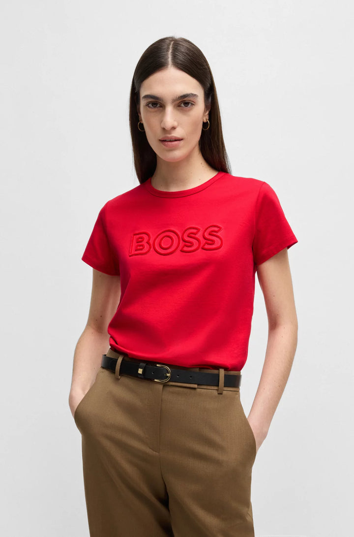 BOSS Mercerized-cotton T-shirt with logo detail