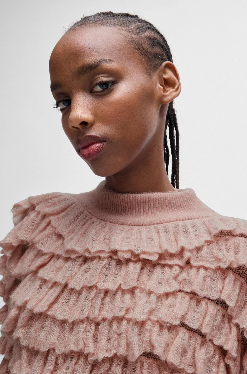 HUGO OVERSIZE-FIT MOCK-NECK SWEATER WITH FRILLED STRUCTURE