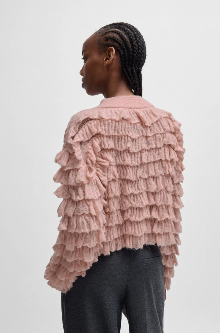 HUGO OVERSIZE-FIT MOCK-NECK SWEATER WITH FRILLED STRUCTURE