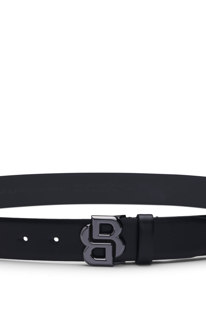 Boss Italian-leather belt with Double B monogram buckle