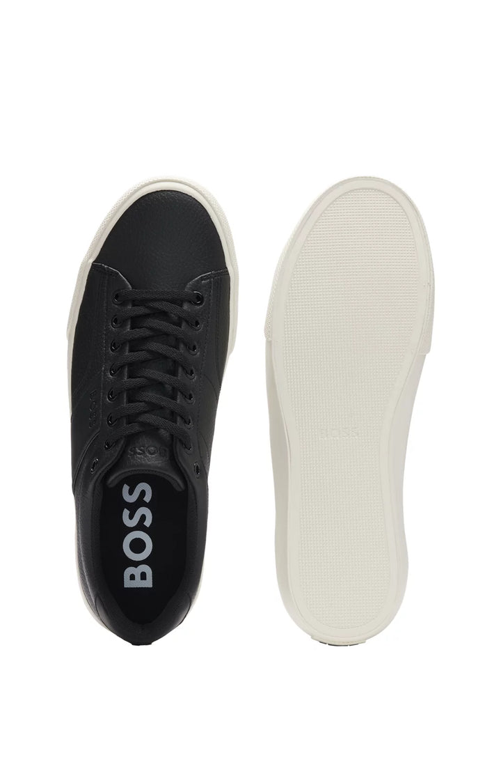 Boss Faux-leather trainers with plain and grained textures