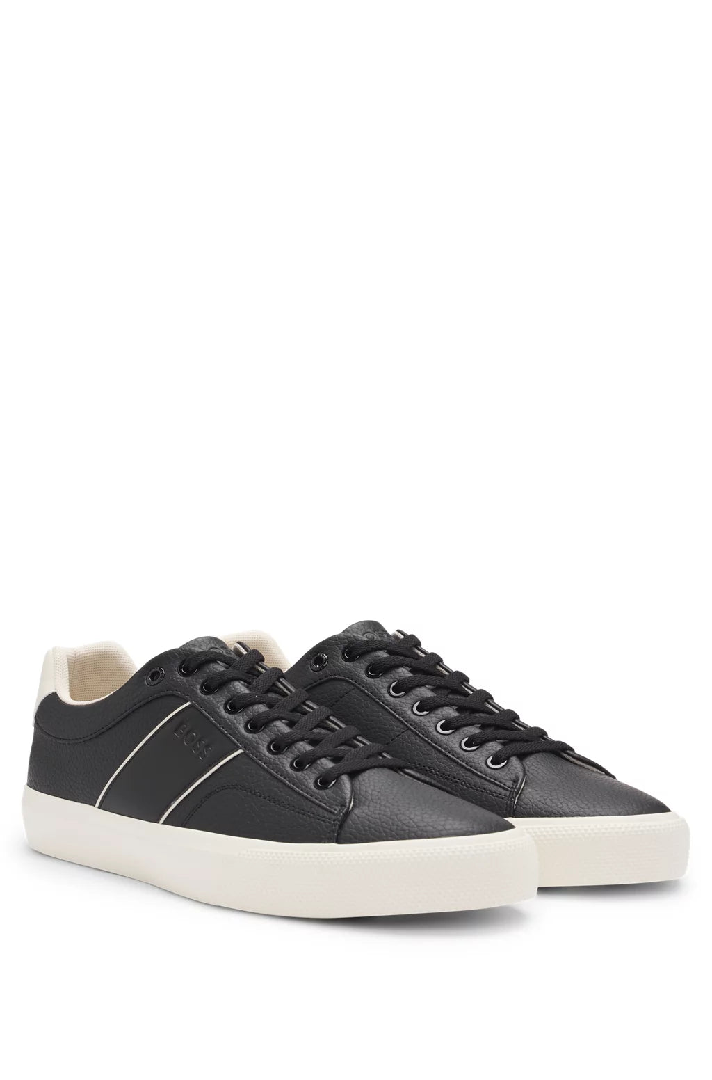 Boss Faux-leather trainers with plain and grained textures