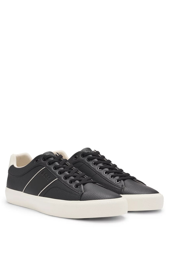 Boss Faux-leather trainers with plain and grained textures