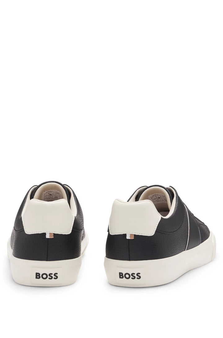 Boss Faux-leather trainers with plain and grained textures
