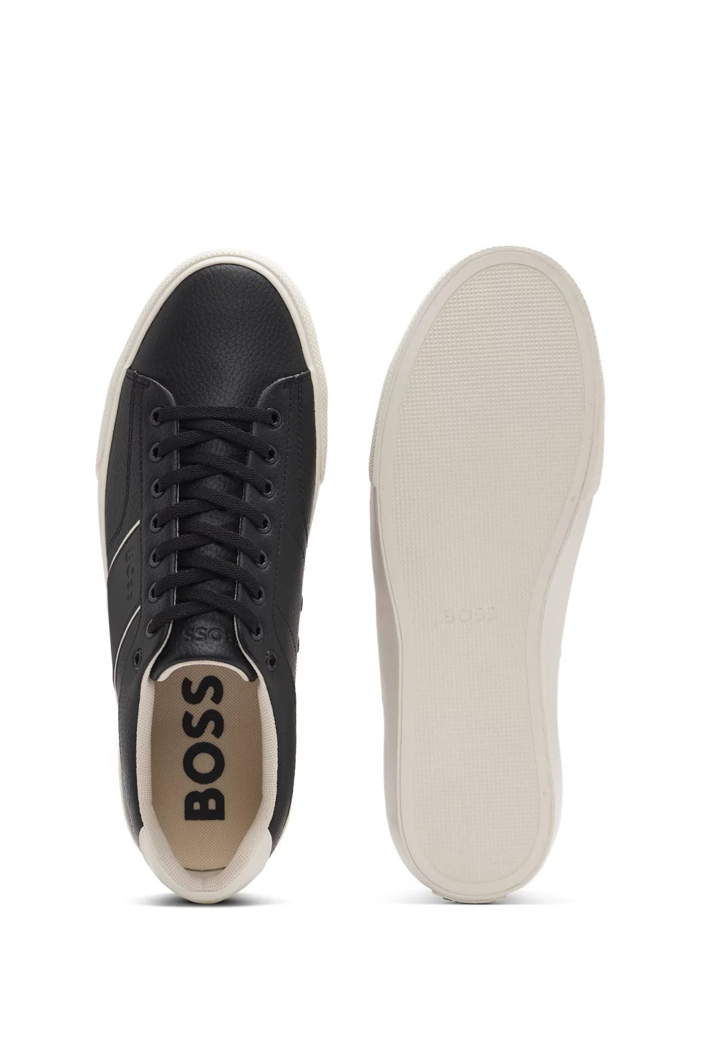 Boss Faux-leather trainers with plain and grained textures