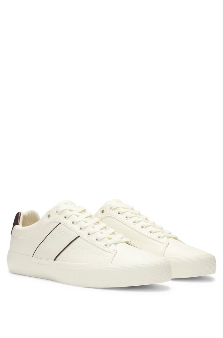 Boss Faux-leather trainers with plain and grained textures