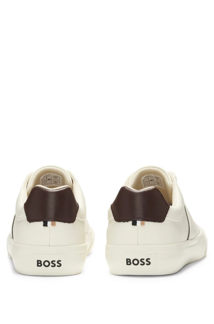Boss Faux-leather trainers with plain and grained textures