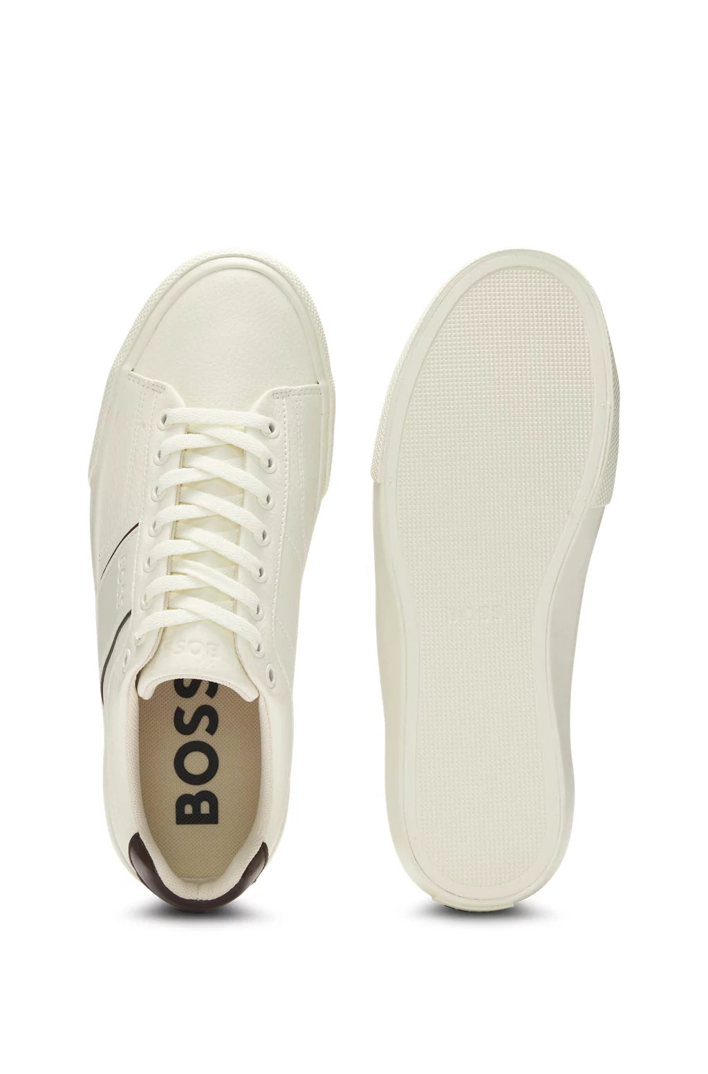 Boss Faux-leather trainers with plain and grained textures