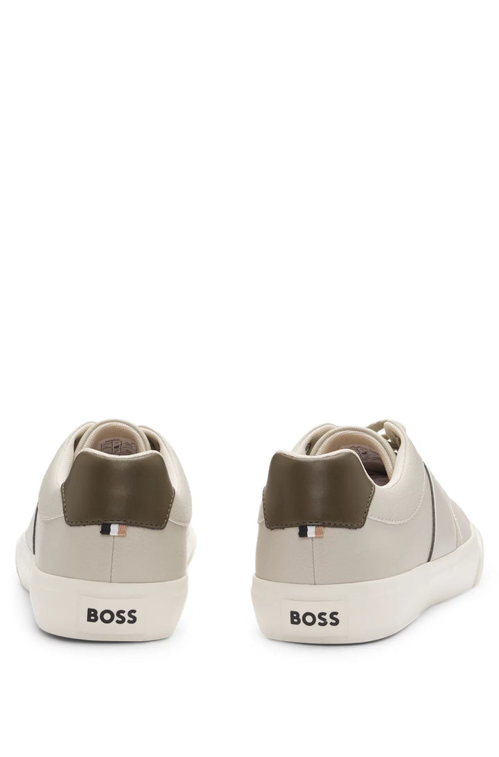 Boss Faux-leather trainers with plain and grained textures