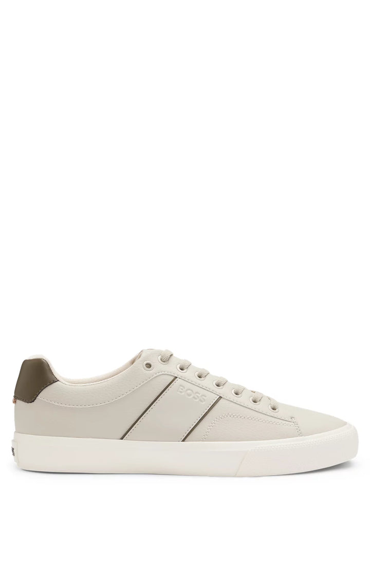 Boss Faux-leather trainers with plain and grained textures