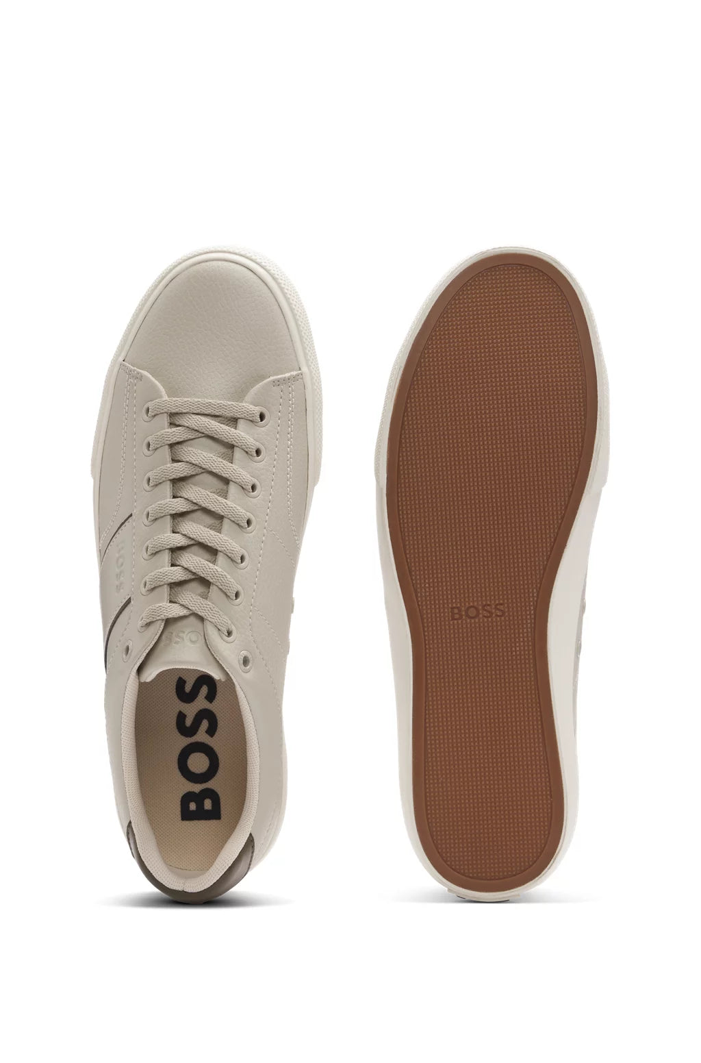 Boss Faux-leather trainers with plain and grained textures