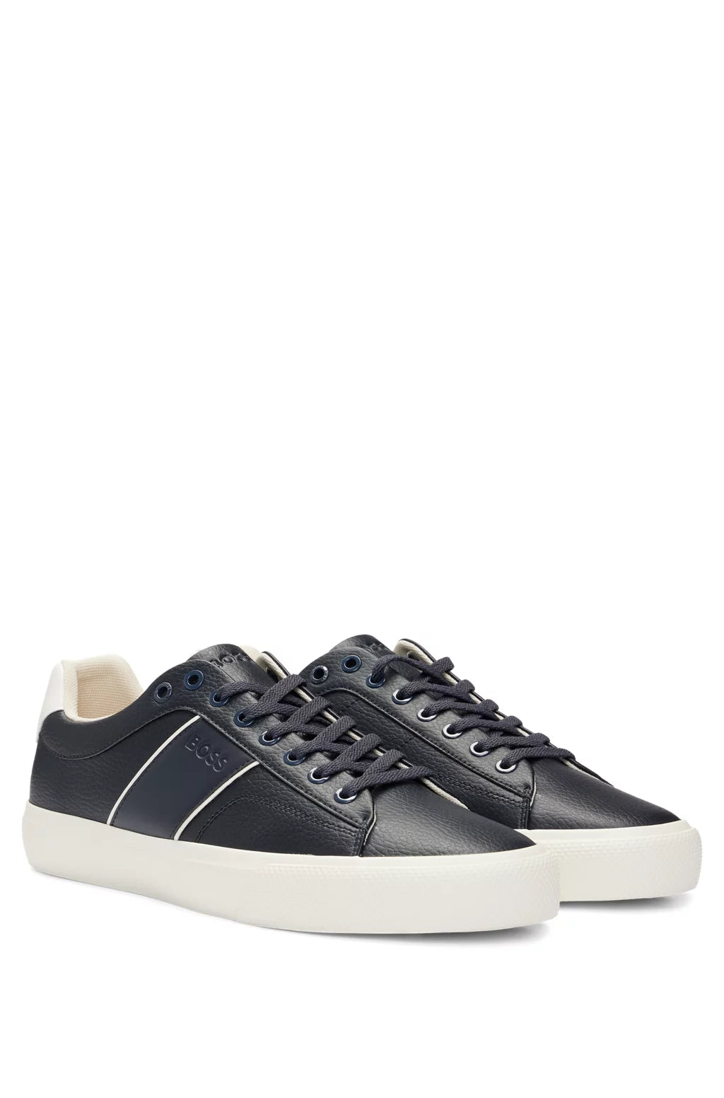 Boss Faux-leather trainers with plain and grained textures