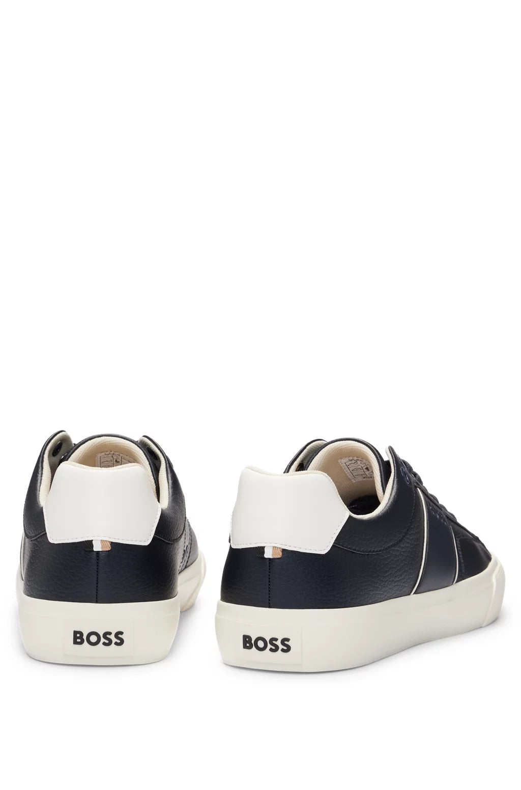 Boss Faux-leather trainers with plain and grained textures