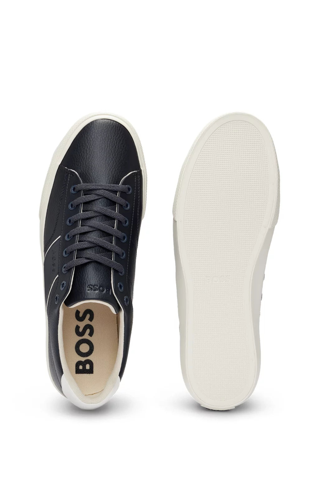 Boss Faux-leather trainers with plain and grained textures