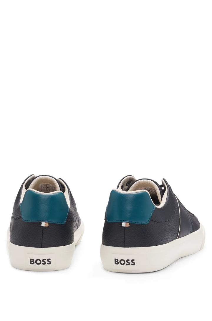 Boss Faux-leather trainers with plain and grained textures