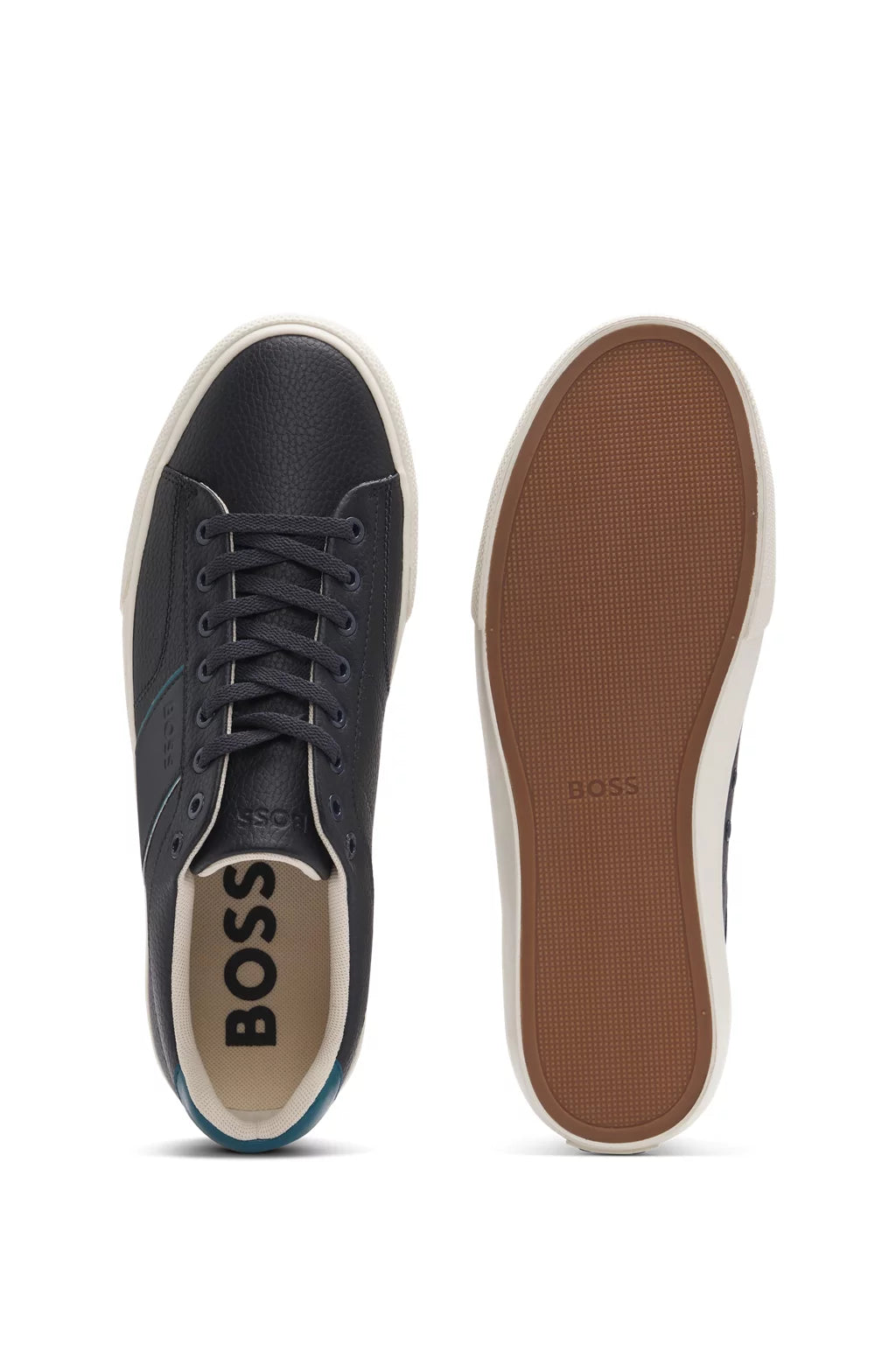 Boss Faux-leather trainers with plain and grained textures
