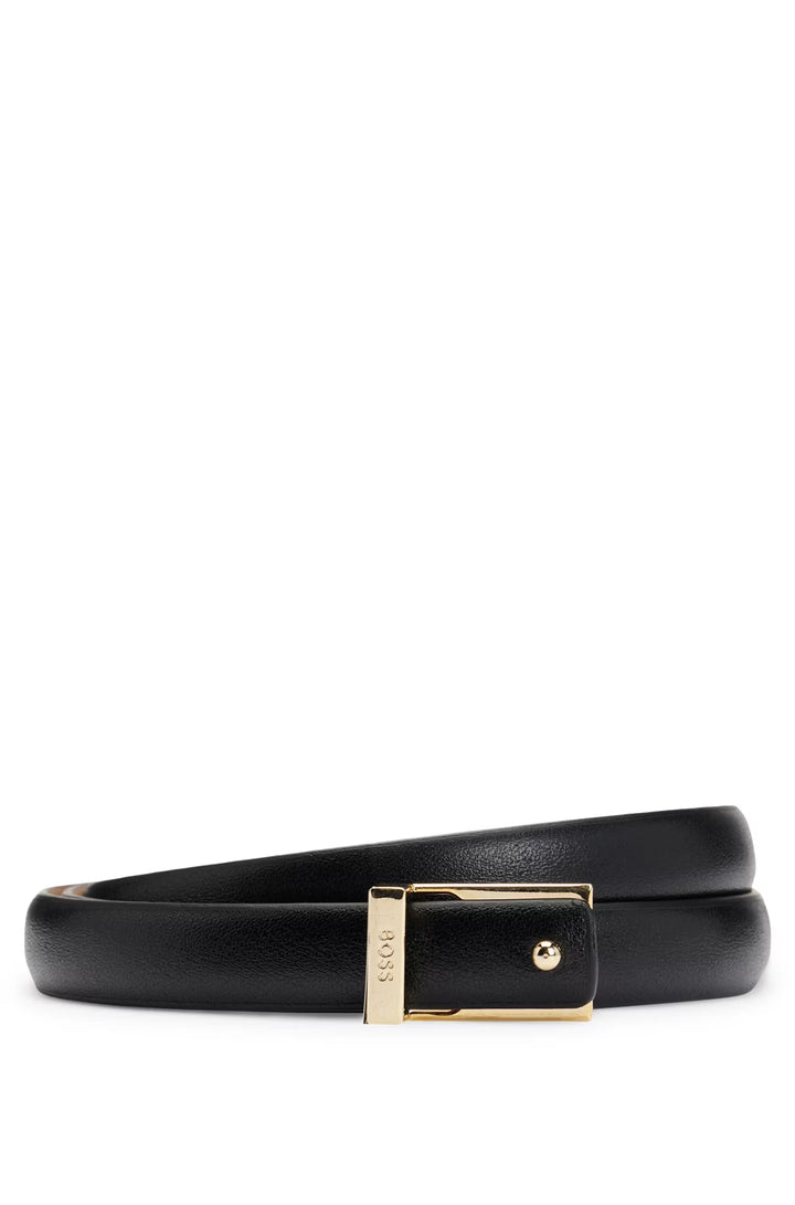 BOSS ITALIAN-LEATHER BELT WITH LOGO KEEPER