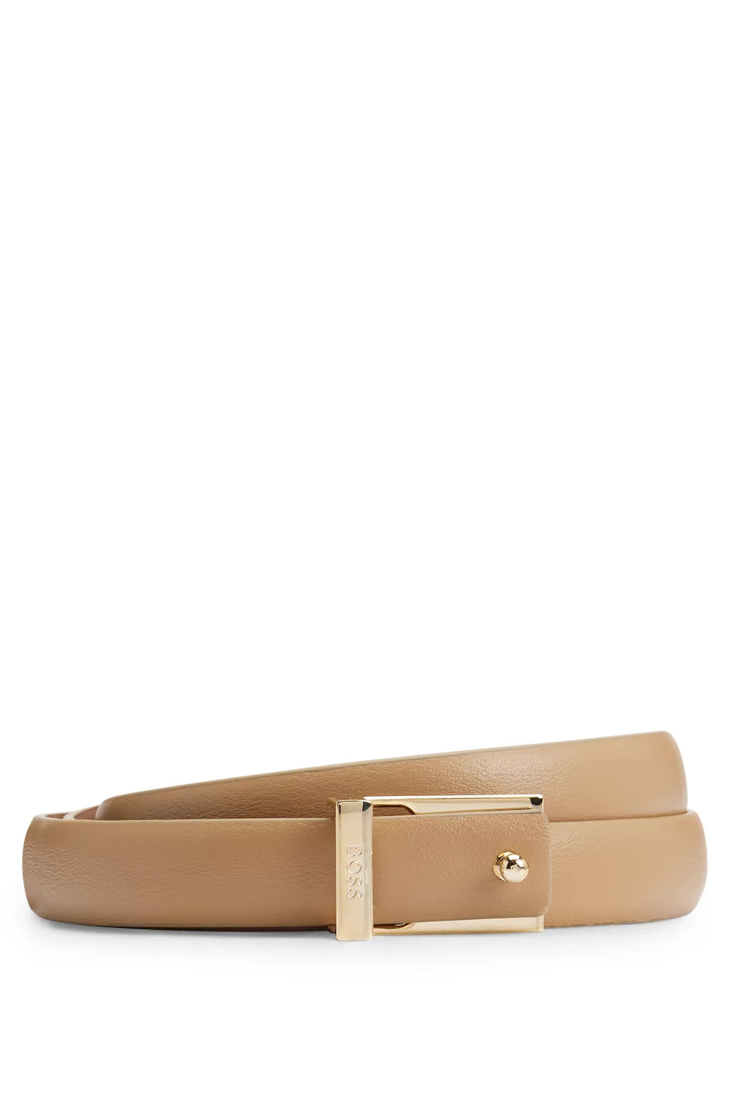 BOSS ITALIAN-LEATHER BELT WITH LOGO KEEPER