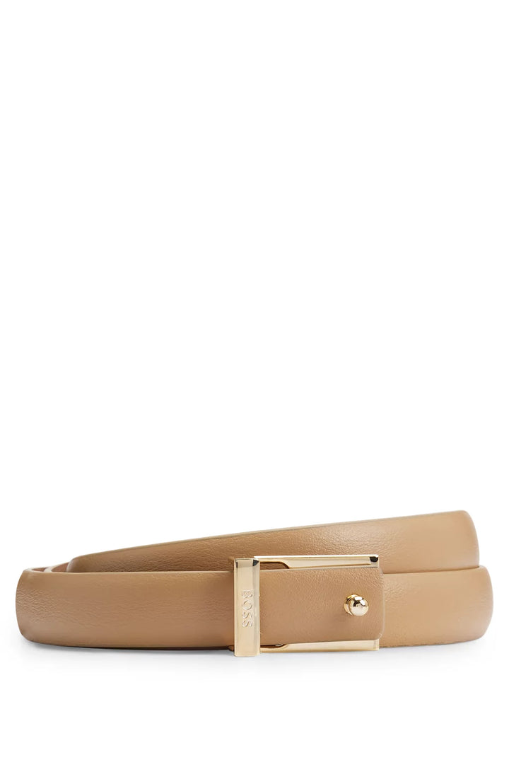 BOSS ITALIAN-LEATHER BELT WITH LOGO KEEPER