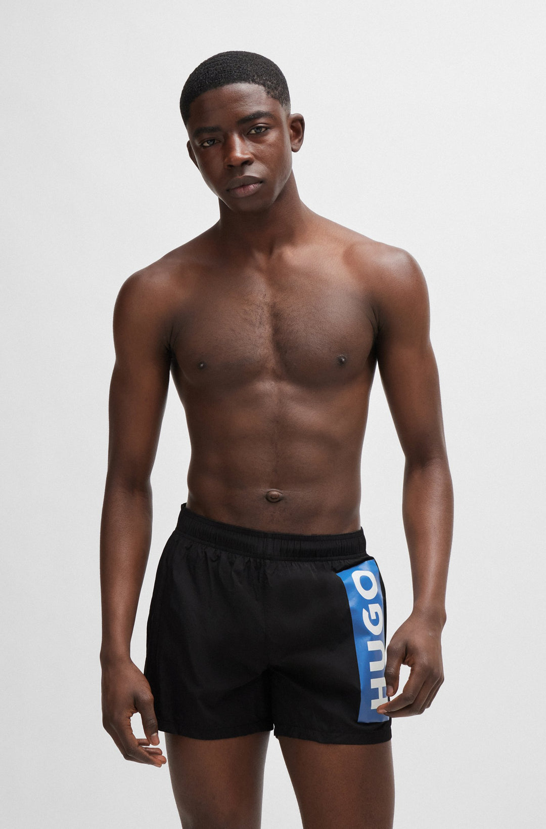 Hugo Partially lined quick-dry swim shorts with vertical logo
