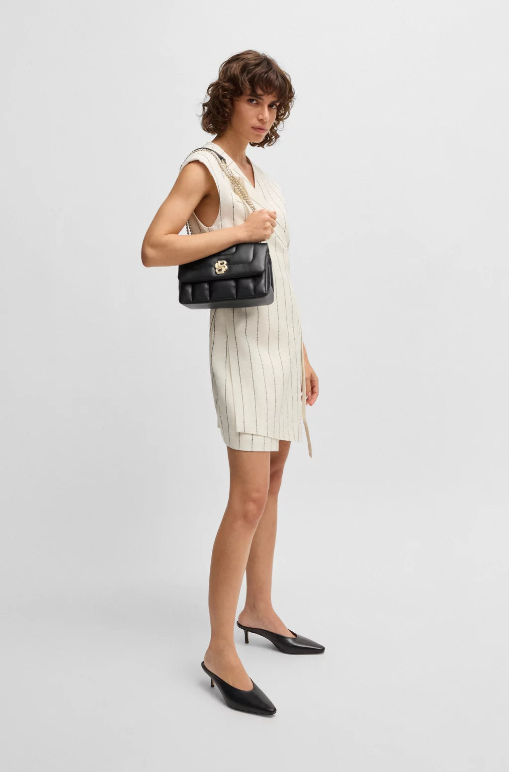 BOSS QUILTED SHOULDER BAG WITH DOUBLE B MONOGRAM HARDWARE